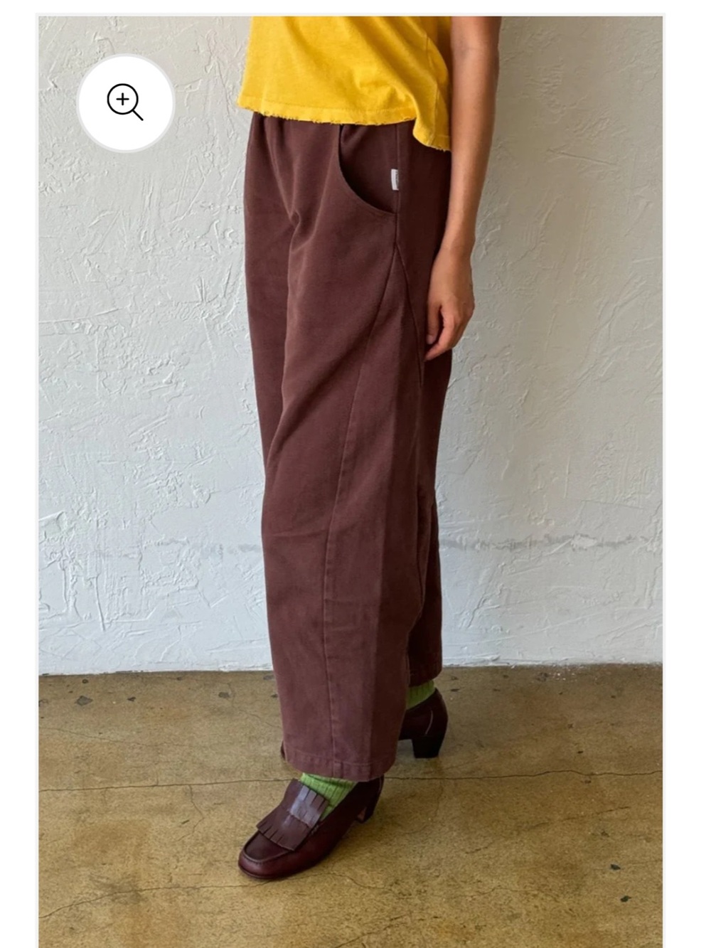 Le Bon Shoppe Arc Pants Cotton chocolate brown size M Made In Korea Barrel Leg - Picture 3 of 15